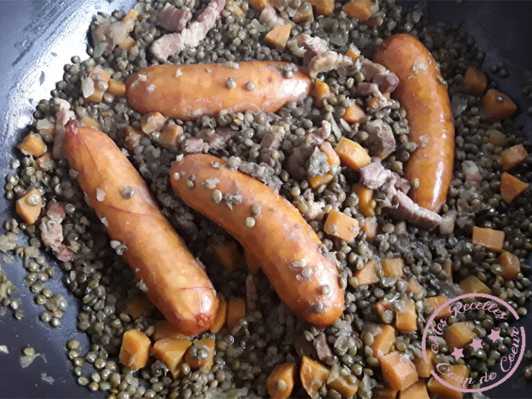 Lentilles aux saucisses fumées